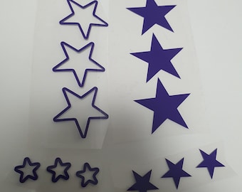 Iron-on transfer 36 parts/iron-on foil/stars set/birthday/anniversary/t-shirt application/flex foil/DIY/textile printing/textile finishing