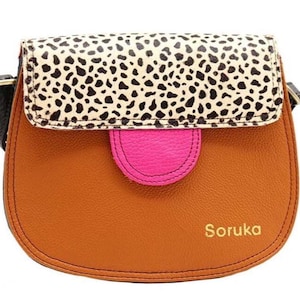 Handmade Leather Bag · Recycled Leather Purse · Woman Handbag · Colorful Shoulder Bag · Small Crossbody · Saddle Bag · Shoulder Strap Bag