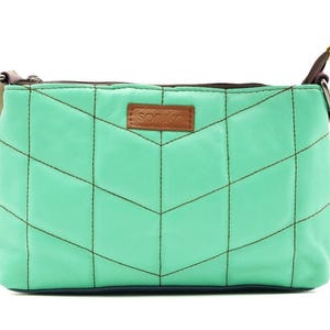 Gesteppte Crossbody-Tasche · Recycelte Ledertasche · Bunte Handtasche für Frauen · Geschenk für sie