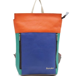 Lightweight Leather Backpack · Medium Recycled Leather Backpack · Handmade Woman Shoulder Bag · Colorful Travel Backpack · Woman Purse