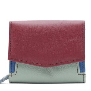 Cartera de piel hecha a mano · Monedero compacto de piel reciclada para mujer · Tarjetero pequeño y suave para mujer con compartimentos · Regalo para ella