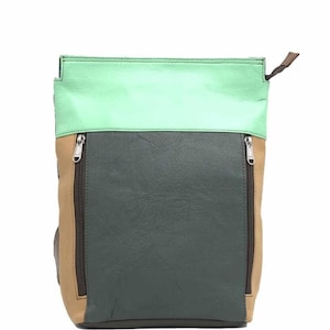 Lightweight Leather Backpack · Medium Recycled Leather Backpack · Handmade Woman Shoulder Bag · Colorful Travel Backpack · Woman Purse
