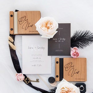His and Her Wedding Vow Books | Handmade Personalized Vow Booklets for Bride and Groom | Single or Set of 2