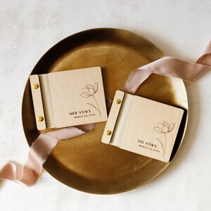His and Her Vow Books | Personalized Floral Wedding Vow Booklets for Bride and Groom | Single or Set of 2