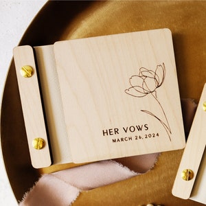 His and Her Vow Books | Personalized Floral Wedding Vow Booklets for Bride and Groom | Single or Set of 2