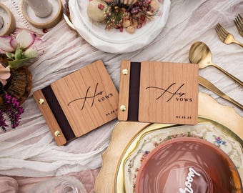 Elegant Wedding Vow Books | Handmade Personalized Vow Booklets for Bride and Groom | Single or Set of 2