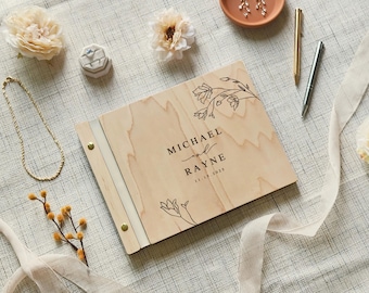 Personalized Wedding Guest Book with Floral Design for Garden Weddings