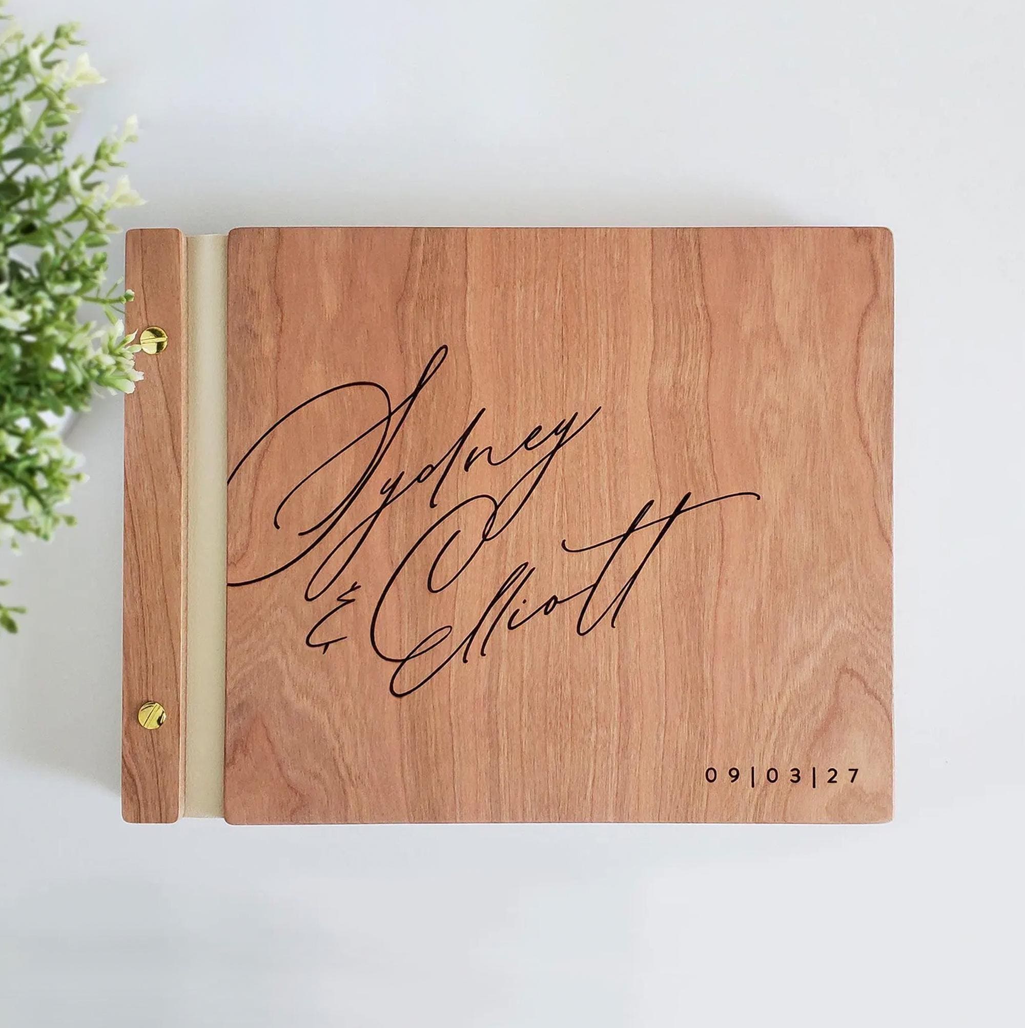 Polaroid Wedding Guest Book, 4x6 Photo Booth Album, Personalized Wooden Guestbook, Wedding Sign In Book