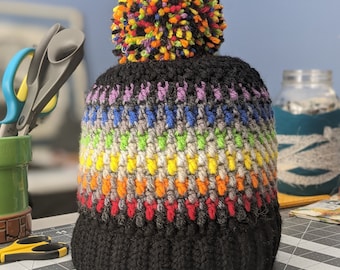 Mosaic Rainbow Winter Hat [Crochet Pattern]