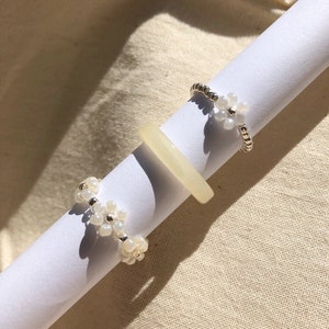 Set of 2 - Beaded Daisy Flower Ring | Handmade Rings| Custom Gifts | LittleAccentsCA