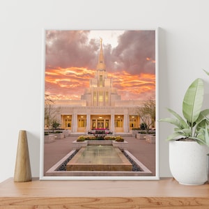 Phoenix Arizona Temple - Fiery Sky - Print only - Paper or Canvas - no frame