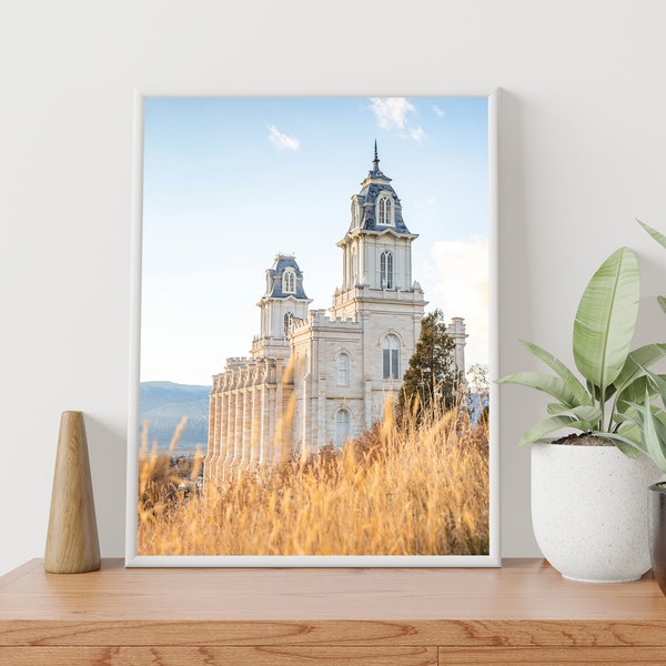 Manti Utah Temple - Golden  - Print only - Paper or Canvas - no frame