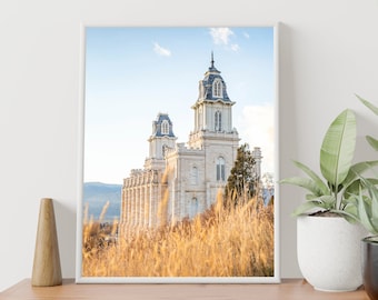Templo de Manti, Utah - Dorado - Solo impresión - Papel o lienzo - Sin marco