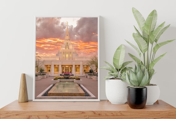 Phoenix Arizona Temple - Fiery Sky - Print only - Paper or Canvas - no frame