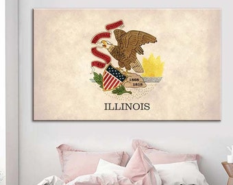 Vintage Illinois Flag Canvas Art Print