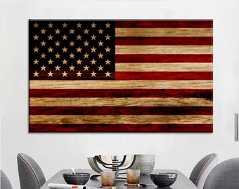 Rustic American Flag Canvas Art Print