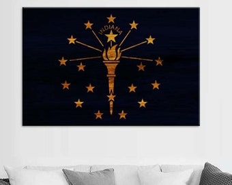 Rustic Indiana Flag Canvas Art Print