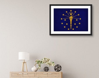 Distressed Indiana Flag Canvas Art Print