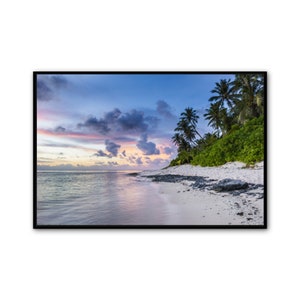 White Sand Beach With Palm Trees Canvas Wall Art Print