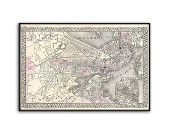 Vintage Boston Map Wall Print