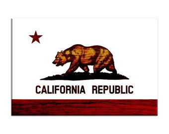 Rustic California Canvas Flag Art Print