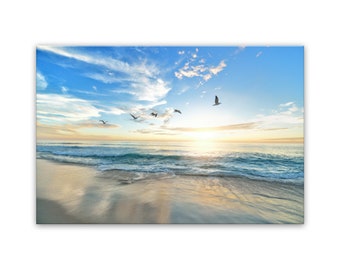 Birds Over The Beach Canvas Wall Art Print