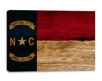 Rustic North Carolina Canvas Flag Art Print