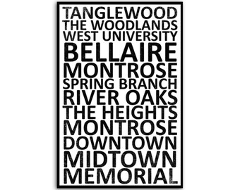 Houston Neighborhood Canvas Wall Art Print