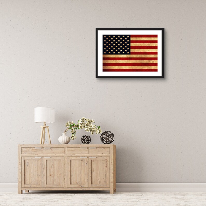 Distressed American Flag Canvas Art Print Etsy
