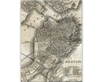 Old Boston Map Wall Art Print