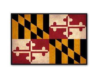 Distressed Maryland Canvas Flag Art Print