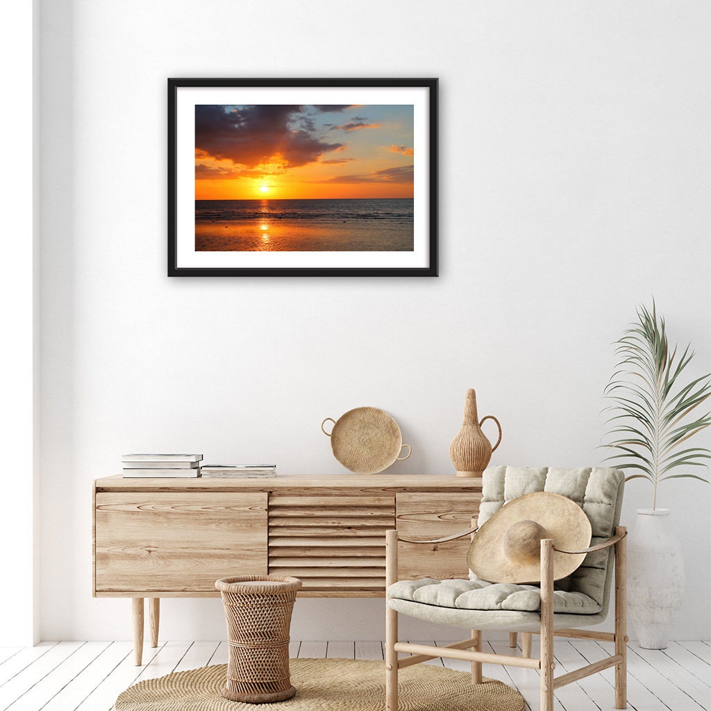 Ocean Sunset Over the Beach Canvas Wall Art Print - Etsy