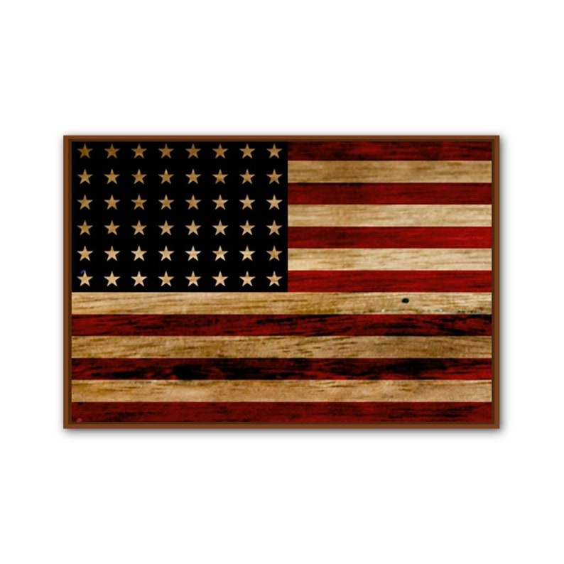Rustic American Flag Canvas Art Print Etsy
