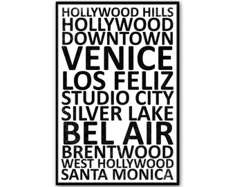 Los Angeles Neighborhood Canvas Wall Art Print