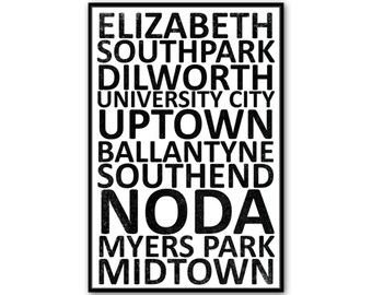 Charlotte Neighborhood Canvas Wall Art Print