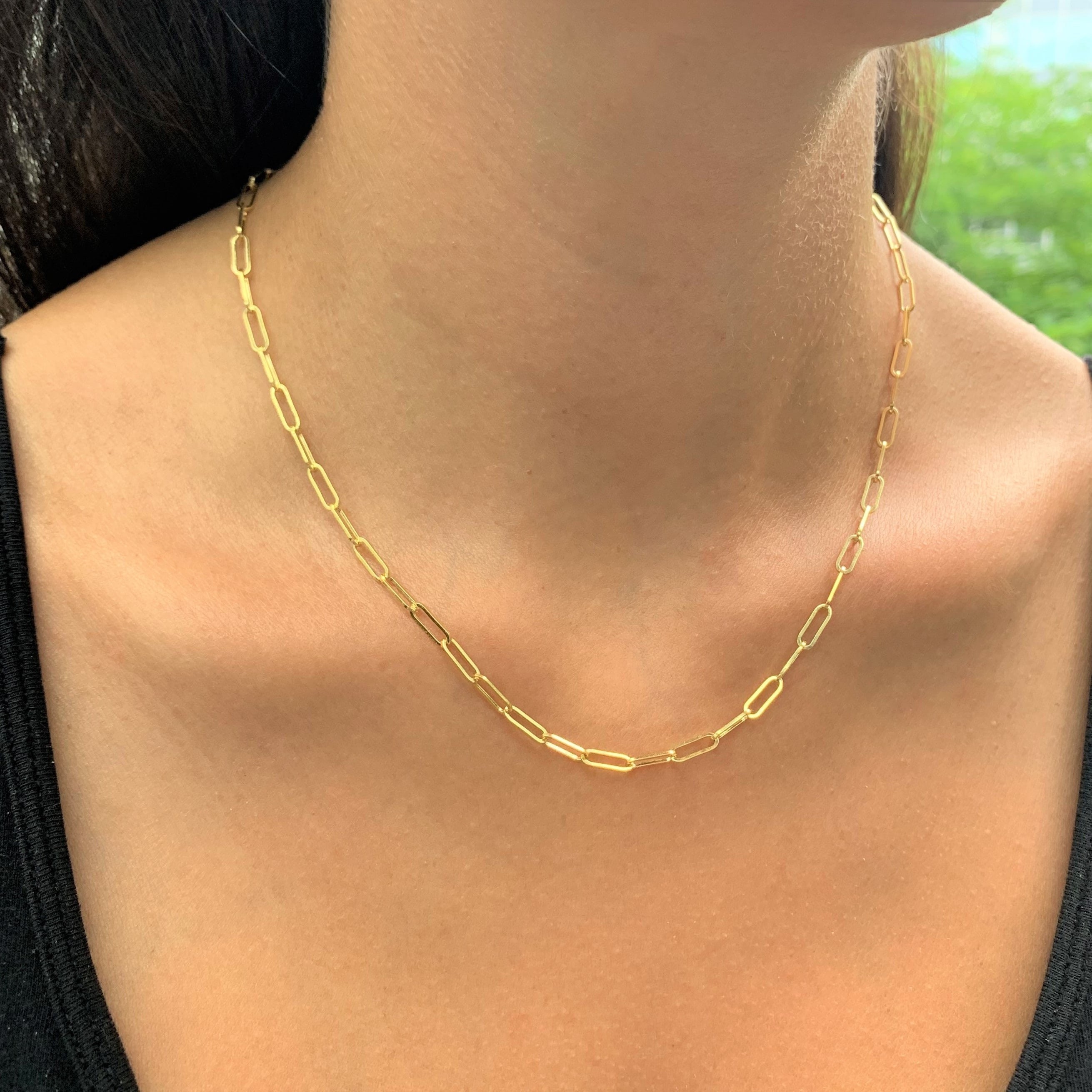 Solid 10k Gold Paperclip Necklace Paperclip Chain Ladies Etsy