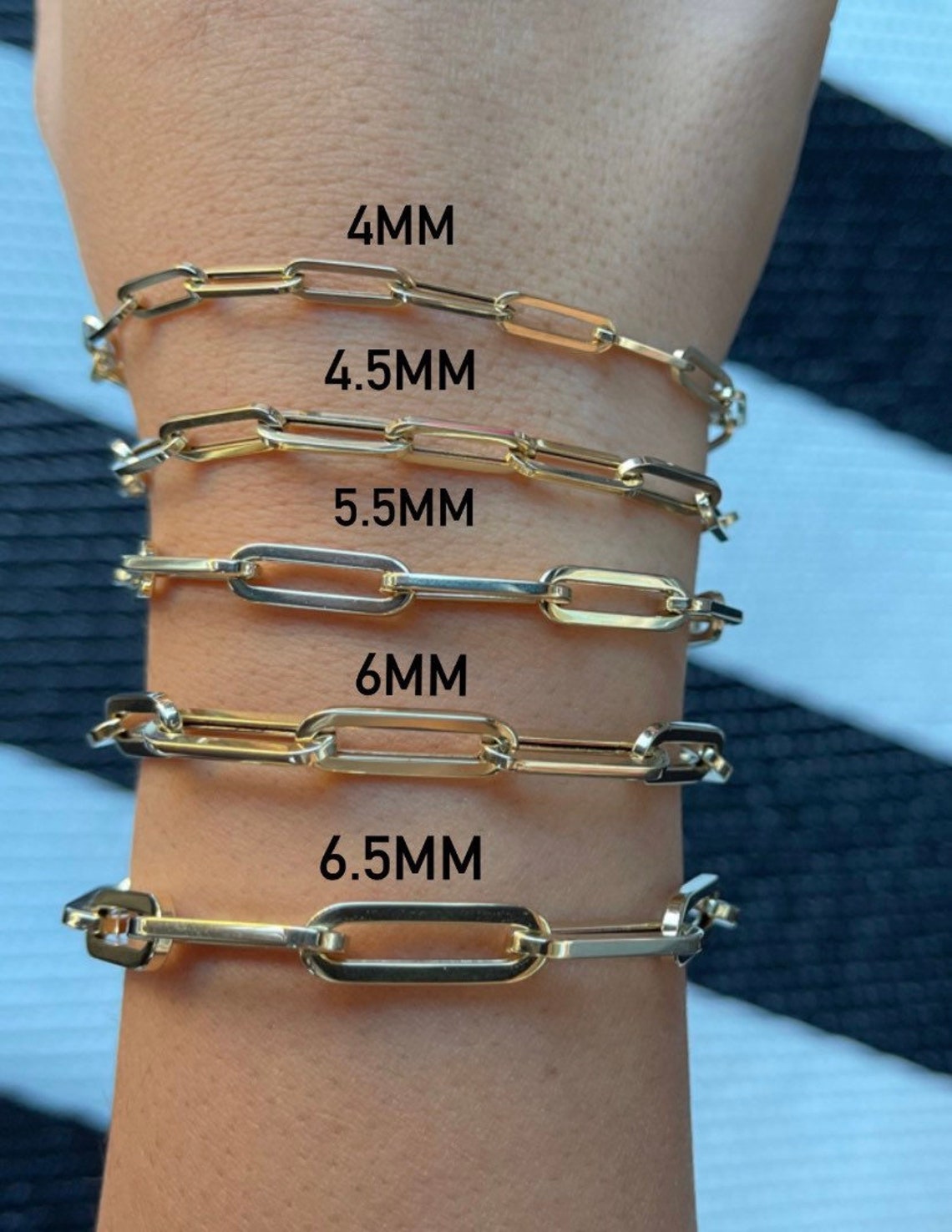 Real Solid 14K Gold Chunky Paperclip Bracelet Elongated Link | Etsy