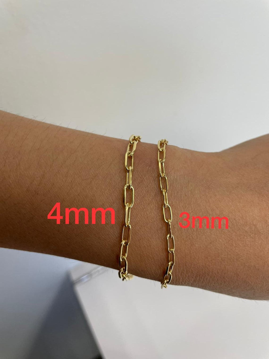 Solid 10k Gold Paperclip Bracelet 10k Elongated Paperclip Etsy