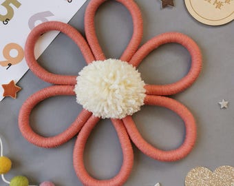 Flower Wall Hanging, Boho Nursery Decor, Girls Bedroom Wall Art, Baby Girl Room Decoration, Handmade Gift, Macrame Flower