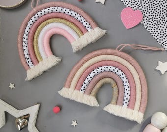 Macrame rainbow wall hanging, nursery decor, girls bedroom decor, baby girl nursery decor, rainbow nursery decor, pink rope rainbow