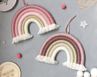 Macrame rainbow wall hanging, nursery decor, girls bedroom decor, pink nursery decor, rainbow nursery decor, boho rope rainbow