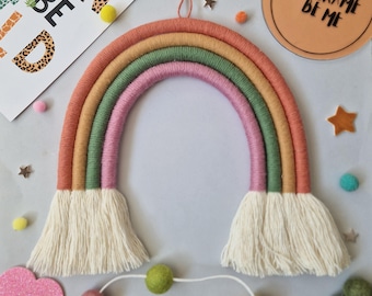 Macrame Rainbow Wall Hanging, Boho Nursery Decor, Kids Bedroom Wall Art, Baby Room Decoration, Handmade Gift
