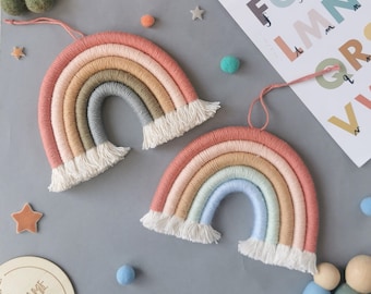 Macrame Rainbow Wall Hanging, Boho Nursery Decor, Gender Neutral Decor, Kids Bedroom Decor, Boho Shelf Decor, Baby Shower Gift