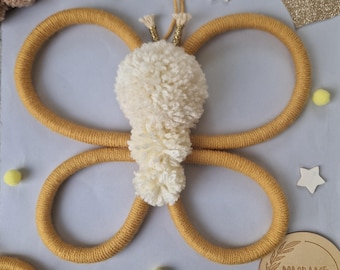 Butterfly Wall Hanging, Boho Nursery Decor, Girls Bedroom Wall Art, Baby Girl Room Decoration, Handmade Gift, Macrame Butterfly