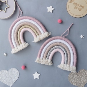 Macrame Rainbow Wall Hanging, Pink Nursery & Bedroom Decor