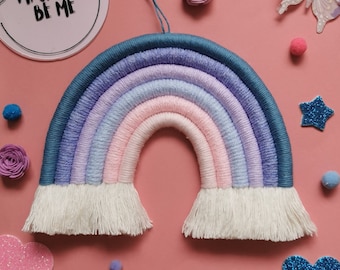 Pink Macrame Rainbow Wall Hanging, Purple Nursery Decor, Girls Bedroom Wall Art, Baby Girl Room Decoration, Handmade Gift