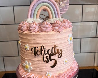 Macrame rainbow cake topper decoration, boho rainbow cake topper, pastel cake topper for birthday, christening, baby shower & gender reveal