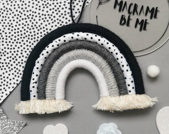 Macrame Rainbow Wall Hanging, Monochrome Nursery Decor, Boys & Girls Bedroom Decor, Gift for a Baby, Baby Shower Gift