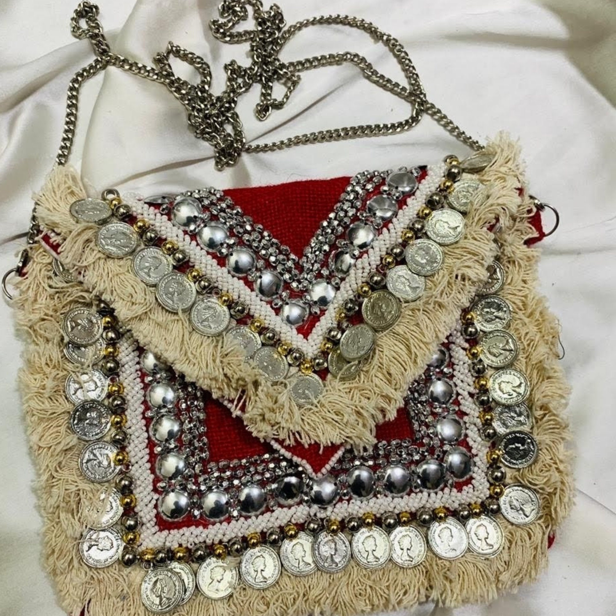 Handmade Bohemian Bag from India Off-White Jute Bag Bohemian | Etsy