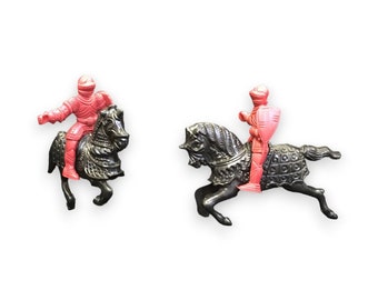 1960s Medieval Lido Knights Mounted Horses Black Red